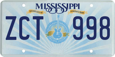 MS license plate ZCT998