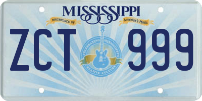 MS license plate ZCT999