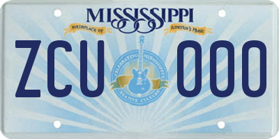 MS license plate ZCU000