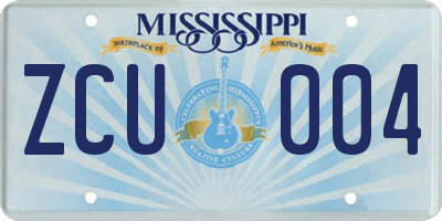 MS license plate ZCU004