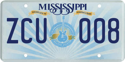 MS license plate ZCU008