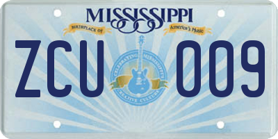 MS license plate ZCU009