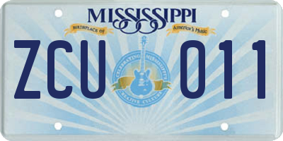MS license plate ZCU011