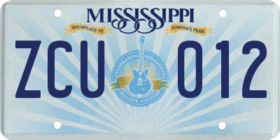 MS license plate ZCU012