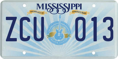 MS license plate ZCU013