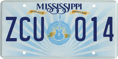 MS license plate ZCU014