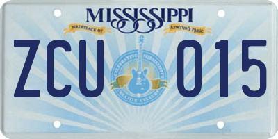 MS license plate ZCU015