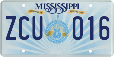 MS license plate ZCU016