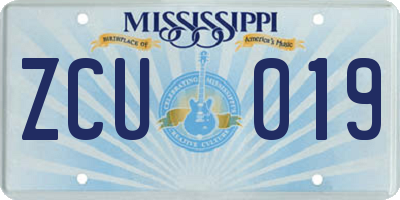 MS license plate ZCU019