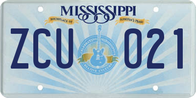 MS license plate ZCU021