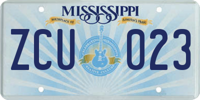 MS license plate ZCU023