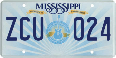 MS license plate ZCU024