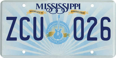 MS license plate ZCU026