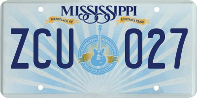 MS license plate ZCU027