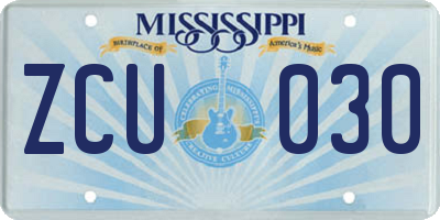 MS license plate ZCU030