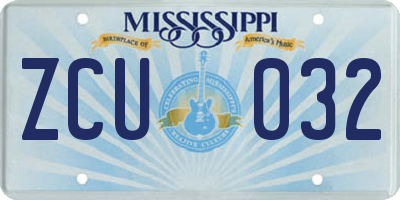 MS license plate ZCU032