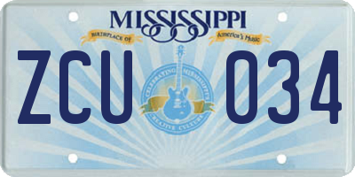 MS license plate ZCU034