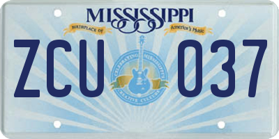 MS license plate ZCU037