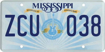 MS license plate ZCU038