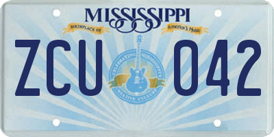MS license plate ZCU042