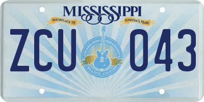 MS license plate ZCU043