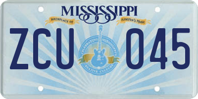 MS license plate ZCU045
