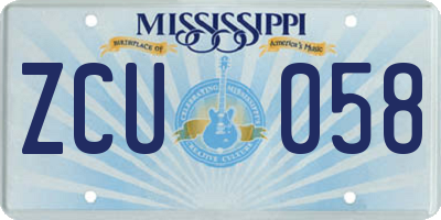 MS license plate ZCU058