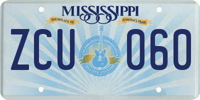 MS license plate ZCU060