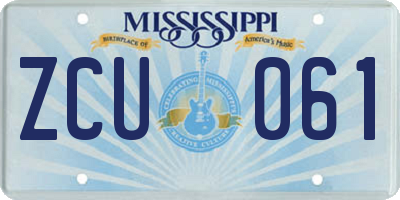 MS license plate ZCU061