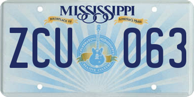 MS license plate ZCU063