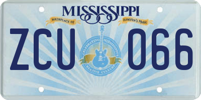 MS license plate ZCU066