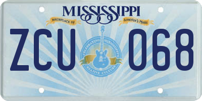 MS license plate ZCU068