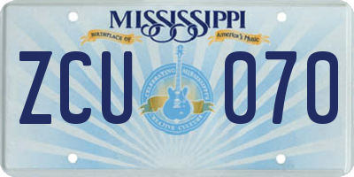 MS license plate ZCU070