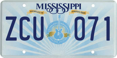 MS license plate ZCU071