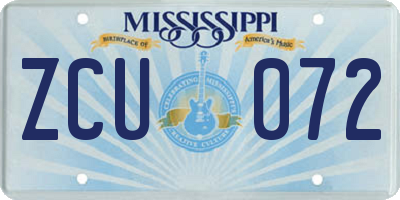 MS license plate ZCU072