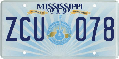 MS license plate ZCU078