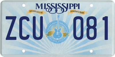 MS license plate ZCU081