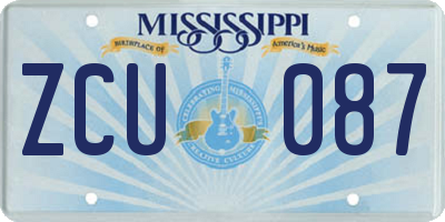 MS license plate ZCU087