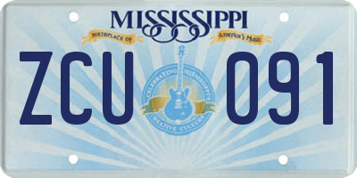MS license plate ZCU091