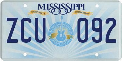 MS license plate ZCU092