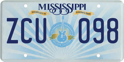 MS license plate ZCU098