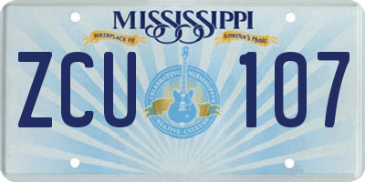 MS license plate ZCU107