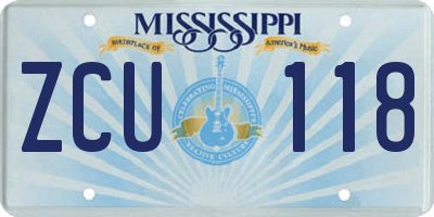 MS license plate ZCU118