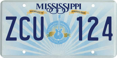MS license plate ZCU124