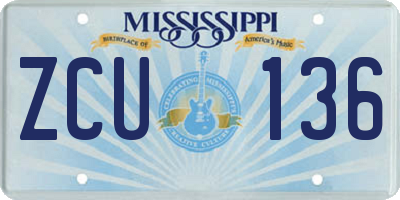 MS license plate ZCU136