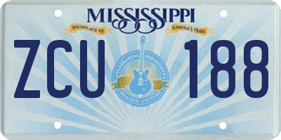 MS license plate ZCU188