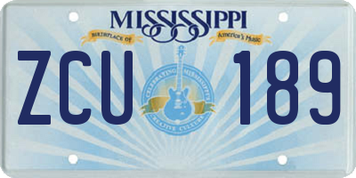 MS license plate ZCU189