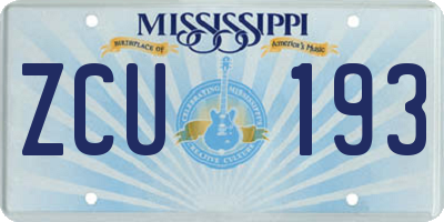 MS license plate ZCU193