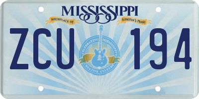 MS license plate ZCU194
