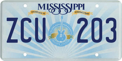 MS license plate ZCU203